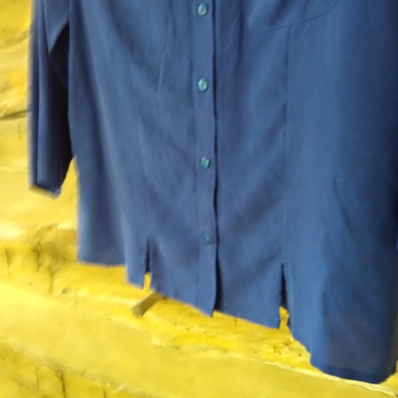 Notations Royal Blue 3/4 Sleeve Washable 100% Silk Blouse Size Small - Picture 3 of 7